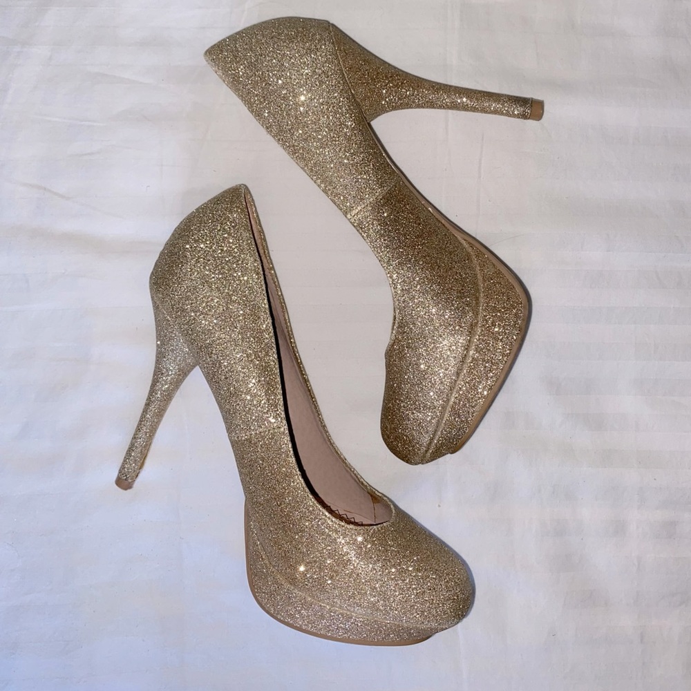 Gold Glitter Heels